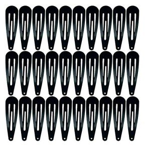 Black Metal Snap Hair Clips - 30/60 Pack
