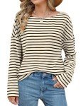 Striped Long Sleeve Boatneck Tunic for Women