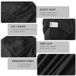 NIMOJIRO Men's 2 in 1 Running Shorts Workout Athletic Shorts Outdoor Sports with Liner Lightweight Training Yoga Gym Shorts with Phone Pockets Black XXL