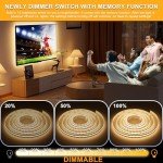 PAUTIX COB LED Strip Light 5V USB 6.56ft/2m 640LEDs 1200lm Dimmable LED Strip Light 3000K Warm White CRI85+ USB TV Backlight,Flexible Under Cabinet Tape Light for Bedroom,Kitchen,Home DIY Lighting