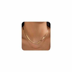 2PCS Gold Herringbone Necklace Set for Women