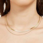 2PCS Gold Herringbone Necklace Set for Women