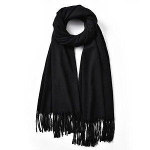Women's Cozy Black Winter Scarf - Cashmere Feel