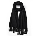 Women's Cozy Black Winter Scarf - Cashmere Feel
