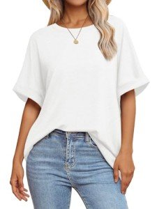 Oversized Women's Crewneck Summer T-Shirt - White