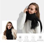 Women's Cozy Black Winter Scarf - Cashmere Feel