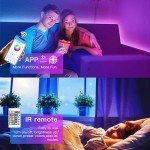 TJOY 60ft Bluetooth LED Strip Lights, Music Sync LED Lights Strip,RGB Color Changing LED Lights with Remote,Smart Phone APP Control,LED Lights for Bedroom,Ceiling,Room DIY(APP+Remote +Mic/60ftx1)