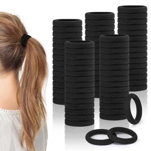 150 Black Hair Ties - No Damage, Soft Hold