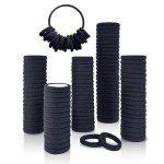 Black Cotton Hair Ties with Organizer Ring (100)