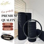 Black Cotton Hair Ties with Organizer Ring (100)