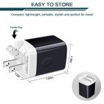 Travel USB Wall Charger, AILKIN 2.4A/2Pack Dual Foldable USB Plug, Dual Port Small Charger Cube USB Box Charger Base Power Outlet Block for Smart Cell Phone XR XS XS MAX Fast Charging Box-Black