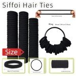 Black Cotton Hair Ties with Organizer Ring (100)