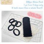 Black Cotton Hair Ties with Organizer Ring (100)