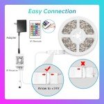 TJOY 60ft Bluetooth LED Strip Lights, Music Sync LED Lights Strip,RGB Color Changing LED Lights with Remote,Smart Phone APP Control,LED Lights for Bedroom,Ceiling,Room DIY(APP+Remote +Mic/60ftx1)