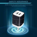 Travel USB Wall Charger, AILKIN 2.4A/2Pack Dual Foldable USB Plug, Dual Port Small Charger Cube USB Box Charger Base Power Outlet Block for Smart Cell Phone XR XS XS MAX Fast Charging Box-Black