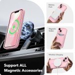 CAPRARO Magnetic for iPhone 14 Case, [Compatible with MagSafe] [Full Camera Protection] [14FT Drop Protection] Shockproof Protective Slim Translucent Matte Phone Case for iPhone 14, Peach Pink