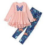 Yoxindax Toddler Girls Floral Ruffle Outfit Set