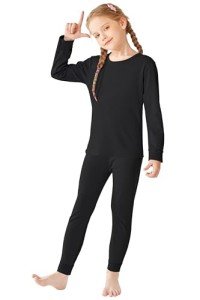Girls Cotton Thermal Underwear Set - Black