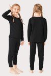 Girls Cotton Thermal Underwear Set - Black