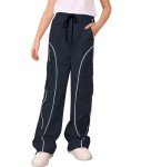 Girls Y2K Dark Blue Baggy Parachute Pants