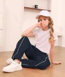 Girls Y2K Dark Blue Baggy Parachute Pants
