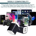 Travel USB Wall Charger, AILKIN 2.4A/2Pack Dual Foldable USB Plug, Dual Port Small Charger Cube USB Box Charger Base Power Outlet Block for Smart Cell Phone XR XS XS MAX Fast Charging Box-Black