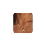 Gold Initial Bubble Letter Necklace for Women