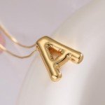Gold Initial Bubble Letter Necklace for Women