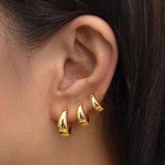 Trendy Gold Hoop Earrings for Women - 3 Pairs