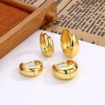 Trendy Gold Hoop Earrings for Women - 3 Pairs