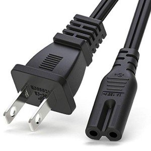 TV Power Cord for Samsung LG TCL Sony: 6Ft 2 Prong AC Wall Plug 2-Slot LED LCD Cable Insignia Sharp Toshiba JVC Hisense Electronics UN65KS8000FXZA UN40J5200AFXZA 43UH6100