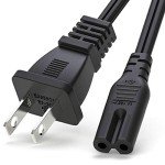TV Power Cord for Samsung LG TCL Sony: 6Ft 2 Prong AC Wall Plug 2-Slot LED LCD Cable Insignia Sharp Toshiba JVC Hisense Electronics UN65KS8000FXZA UN40J5200AFXZA 43UH6100