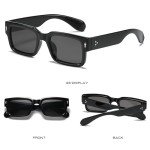 Trendy Black Square Thick Frame Sunglasses