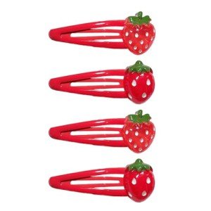Strawberry Hair Clips Set - 4 Cute Barrettes