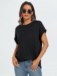 Oversized Casual Short Sleeve Women's Black Top