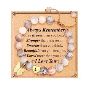 Trendy Natural Stone Initial Bracelets for Women