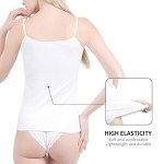 Womens Tank Top Camisoles with Premium Cotton Italian Design - Trimmed with Flower Lace on Neckline (928-White, XL)