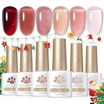 Burgundy Jelly Gel Nail Polish Set - 6 Pcs