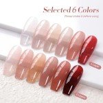 Burgundy Jelly Gel Nail Polish Set - 6 Pcs