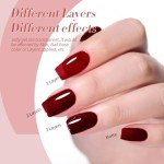 Burgundy Jelly Gel Nail Polish Set - 6 Pcs