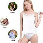 Womens Tank Top Camisoles with Premium Cotton Italian Design - Trimmed with Flower Lace on Neckline (928-White, XL)