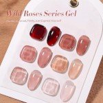 Burgundy Jelly Gel Nail Polish Set - 6 Pcs