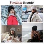 Warm Women's Blue Cable Knit Beanie Hat