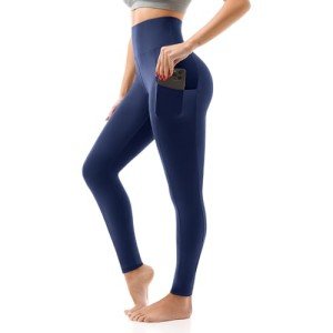 SINOPHANT High Waisted Leggings with Pockets Women, Buttery Soft Elastic Tummy Control Stretchy Yoga Pants Navy,L-XL