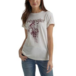 Wrangler Women's Western Retro Short-Sleeve Graphic T-Shirt, Marshmallow Heather