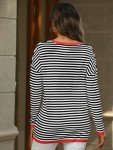 LILLUSORY Women's Striped V-Neck Oversized Sweater