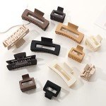 12 Pack Neutral Square Hair Claw Clips