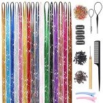 16-Color Hair Tinsel Kit for Kids and Adults