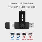 THKAILAR 64GB Type C 3.1 USB Flash Drive-2 in 1 Thumb Drive with USB and Type C Port-Compatible with Mac Pro/Laptops/PC Transfer Data(Black)