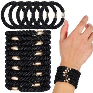 24 Black Braided Ponytail Holders - Hair Ties